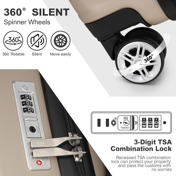 Kono Lightweight 28" Large Suitcase | Hard Shell with TSA Lock | 4 Dual Spinner Wheels | Expandable Design for Easy Travel | Perfect for Business & Vacation (Cream White,75x47.5x29.5cm)