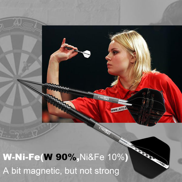 CyeeLife Tungsten Darts 23g Steel Tip,Steel Tip Darts Set with PC Shafts + Tungsten Barrels + Dart Flights + Dart Sharpener,Professional Tungsten Darts Set
