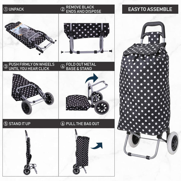 Hoppa 57Ltr Lightweight Shopping Trolley 2025 model, Hard Wearing & Foldaway Push/Pull Cart for Easy Storage With 1 Year Guarantee