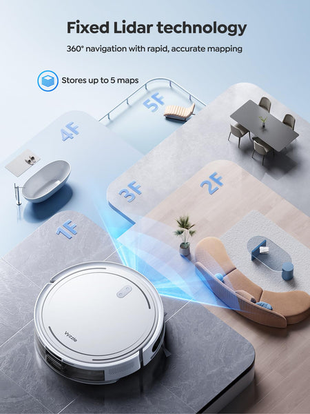 Vyzzle Robot Vacuum 5000Pa, LiDAR Navigation, Ultra Thin Robot Vacuum Cleaner with Mop, No-Go Zones, App/Alexa Control, Robotic Vacuum for Deep Floor Cleaning, Ideal for Pet Hair and Hard Floors, D10