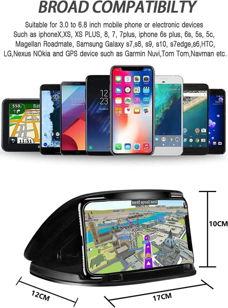 Mancro Car Phone Holder Cradles, Universal Mobile Phone Car Mount Dashboard Holder Fit for 3 to 6.8 inch Devices Compatible for iPhone, Samsung S22, S21, Huawei, GPS Devices