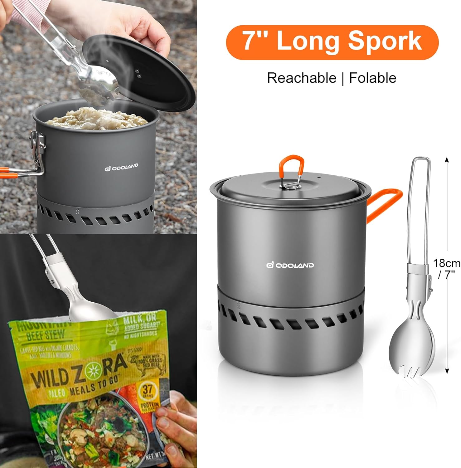 Odoland Camping Cookware Set, Outdoor Cooking Utensils Pots with Burner and Stove Foldable Cookware for Hiking, Trekking, Fishing and Backpacking