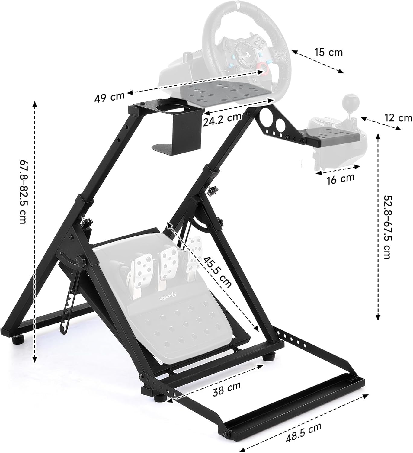 CO-Z Steering Wheel Stand, Height Adjustable Racing Wheel Stand with Shifter Holder, Foldable Gaming Simulator Cockpit Compatible with Logitech G920 G27 G25 G29 Thrustmaster T80 T150 TX F430