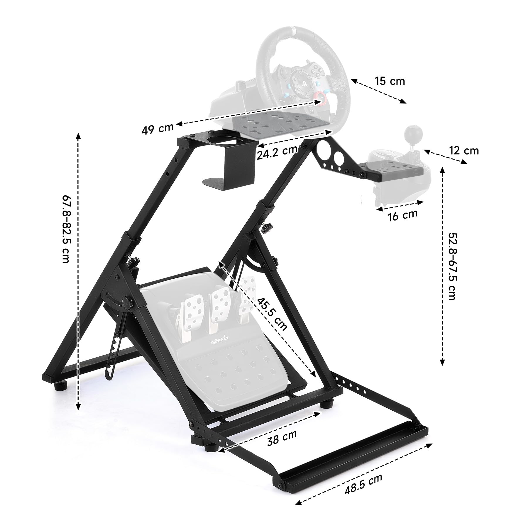 CO-Z Steering Wheel Stand, Height Adjustable Racing Wheel Stand with LED Light Strip, Foldable Gaming Simulator Cockpit Compatible with Logitech G920 G27 G25 G29 Thrustmaster T80 T150 TX F430