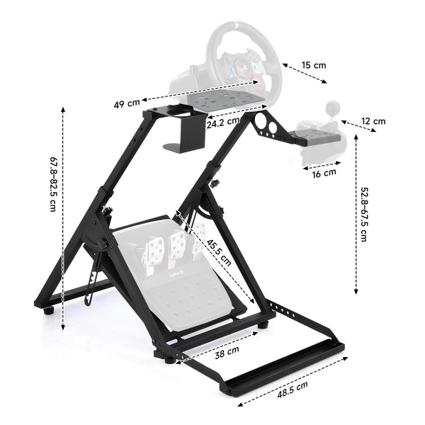 CO-Z Steering Wheel Stand, Height Adjustable Racing Wheel Stand with LED Light Strip, Foldable Gaming Simulator Cockpit Compatible with Logitech G920 G27 G25 G29 Thrustmaster T80 T150 TX F430