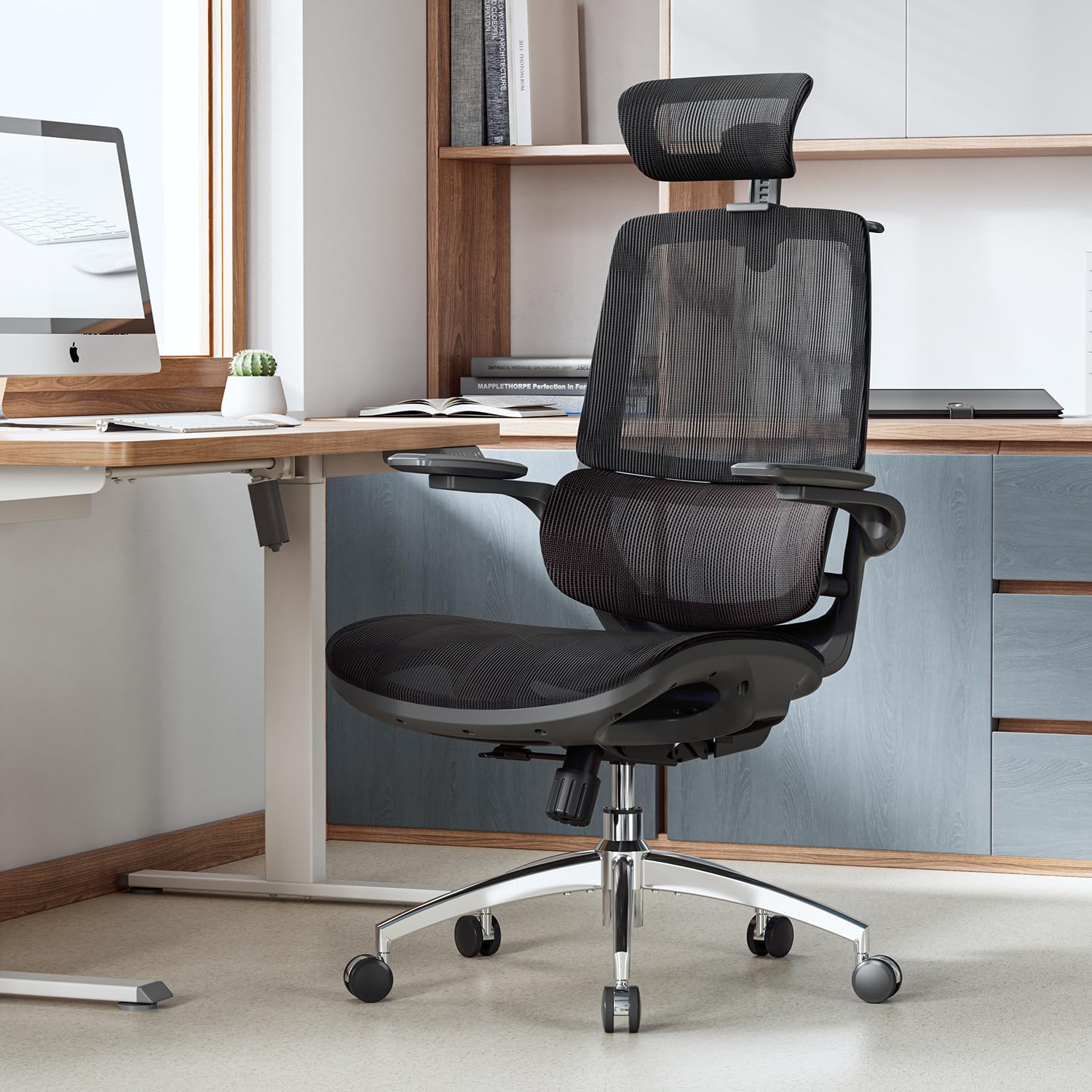 SIHOO M59AS Ergonomic Office Chair, Desk Chair with 3D Coordinated Flip-up Armrests, Computer Chair with Dual Back Design and Adaptive Dynamic Lumbar