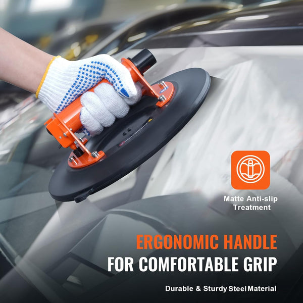 VEVOR Glass Suction Cup, 10" 990 lbs Load Capacity, Vacuum Suction Cup with Steel Handle & Carry Box, Heavy Duty Industrial Suction Cup Lifter Tool for Glass, Granite, Tile, Metal, Wood Panel Lifting