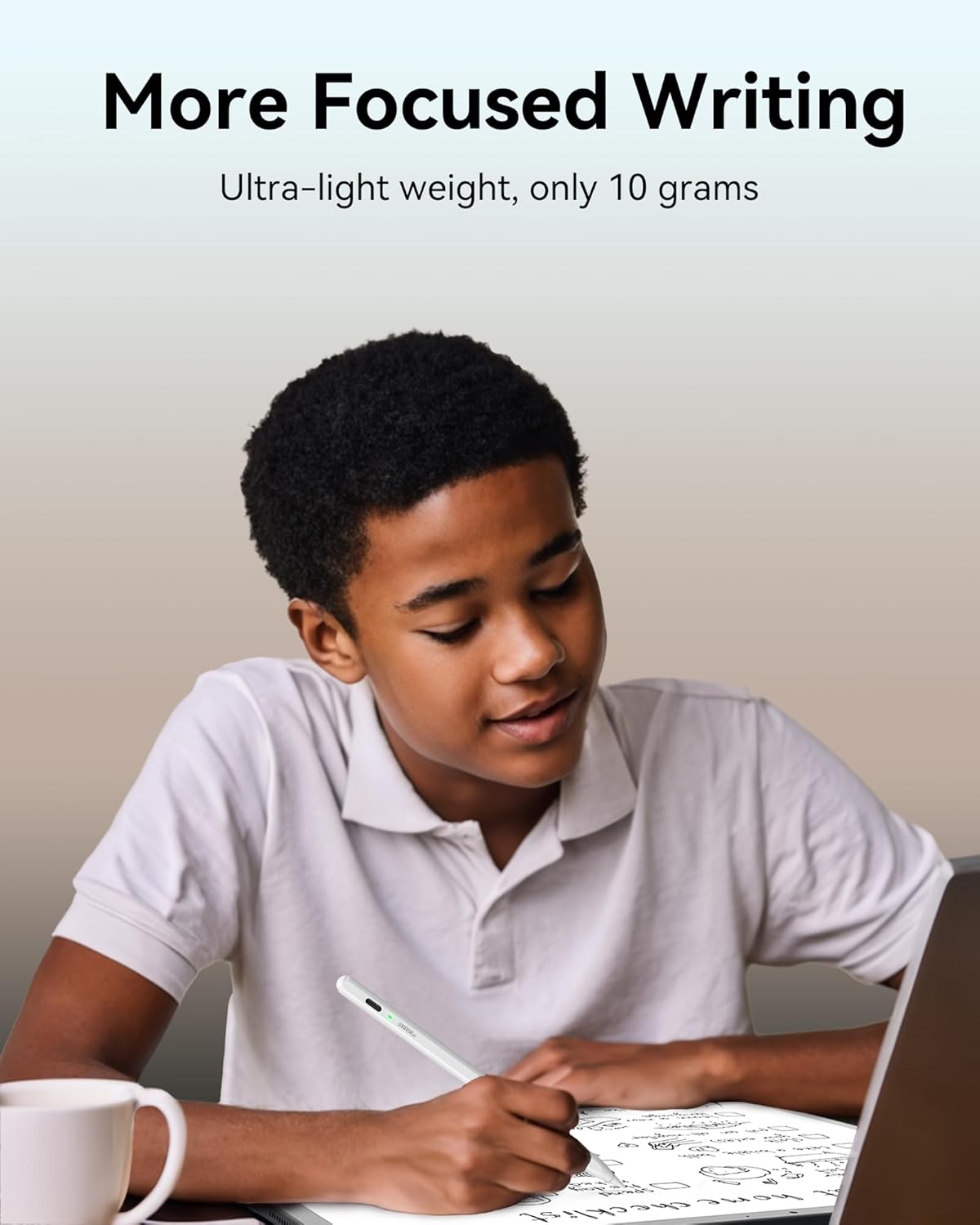 Metapen Pencil Air8 for Apple iPad 2018-2025, (20H Battery Life), 2Min Fast Charge, High Precision Stylus Pen for iPad 11 A16/10/9/8/7/6th Gen, Pro 12.9/11/13 Inch M4, Air 3/4/5/M2/M3 (White)