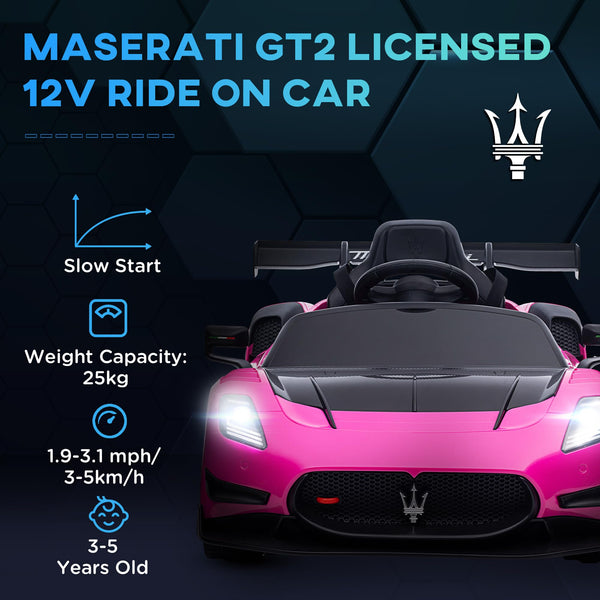 AIYAPLAY Maserati GT2 Licensed 12V Electric Car for Kids, Kids' Electric Ride on with Suspension System, Remote Control, USB, Music, Horn, Lights, Auxiliary Wheels, for Ages 3-5 Years, Grey