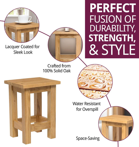 Hallowood Furniture Waverly Oak Small Side Table in Light Oak, Wooden Coffee Lamp End Tables for Living Room
