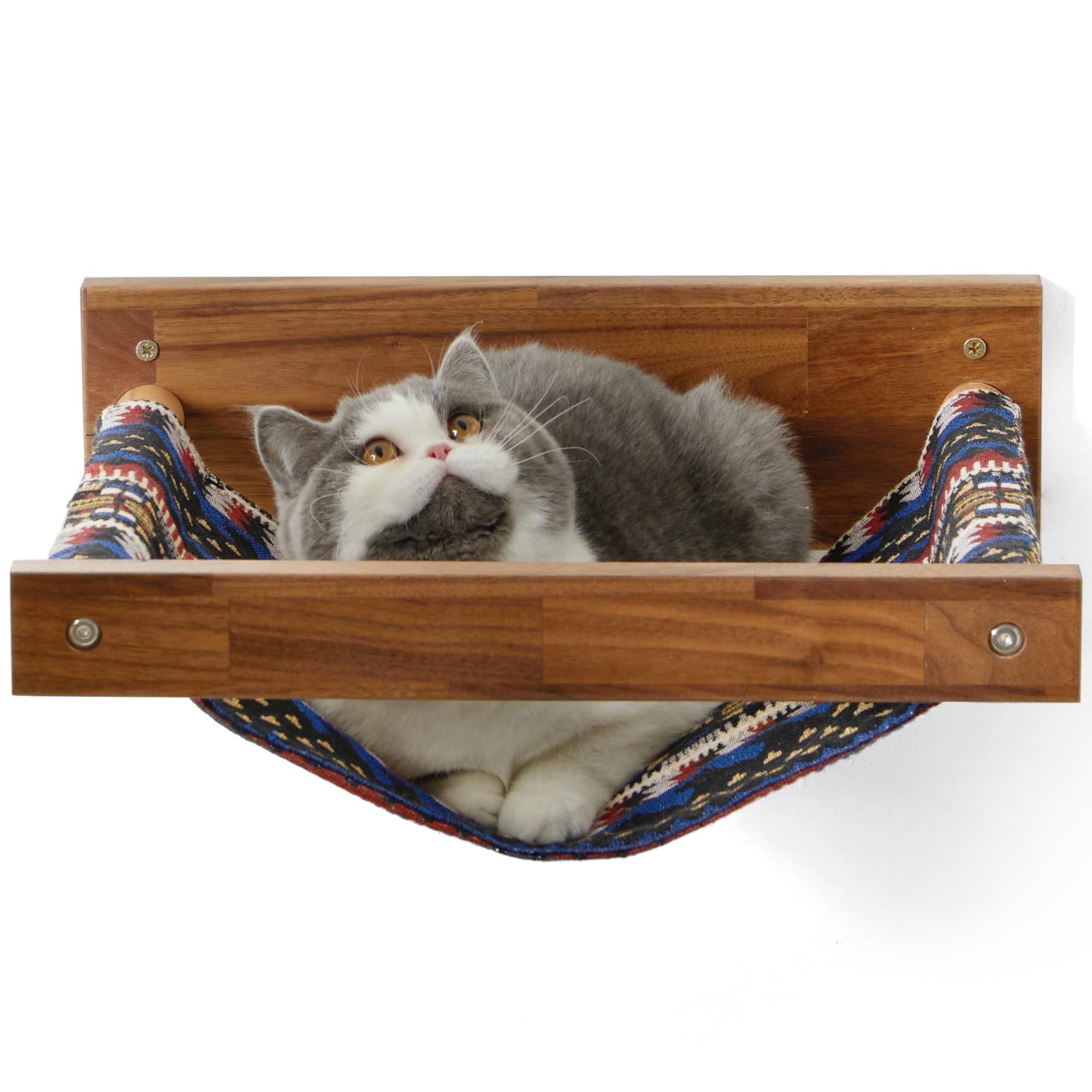 FUKUMARU Cat Hammock Wall Mounted Large Cats Shelf - Modern Beds and Perches - Premium Kitty Furniture for Sleeping, Playing, Climbing, and Lounging -