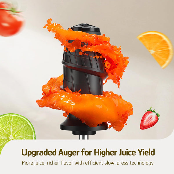 Hazel Quinn Masticating Juicer, Slow Cold Press Juicer for Fruit and Vegetable, Without BPA, Easy to Clean, 2-Speed Modes & Reverse Function, Quiet