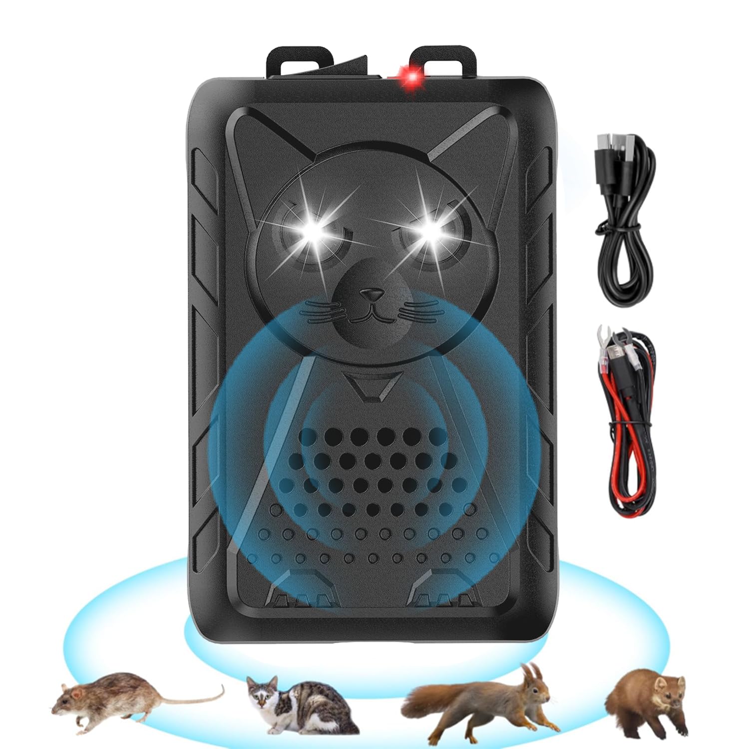 Rodent Repeller Ultrasonic Under Hood,Repeller to Keep Pine Martens,Anti-Martor Repellent,Pest Mouse Repeller for Car,Garage,Warehouse,Rat Rodent Pest Animal Deterrent for Vehicle Protection Indoor