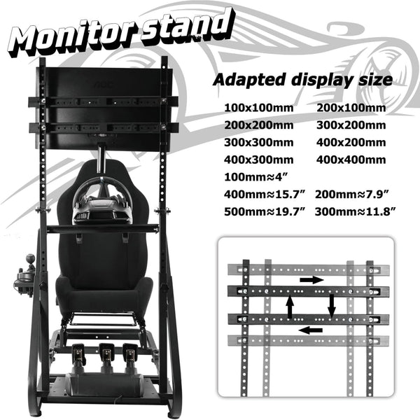 Dardoo Professional Sim Racing Cockpit - Adjustable, Compatible with Logitech/Thrustmaster - Includes Seat and Monitor Stand (Not including all electronic devices)