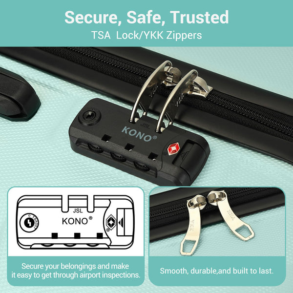 Kono Fashion Hand Luggage Lightweight ABS Hard Shell Trolley Travel Suitcase