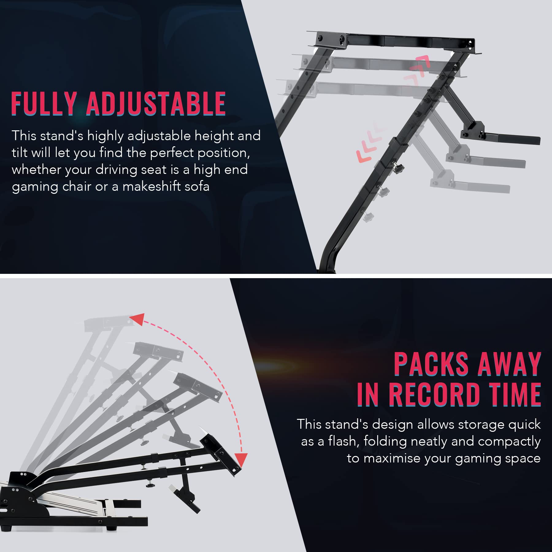 CO-Z Steering Wheel Stand, Height Adjustable Racing Wheel Stand with LED Light Strip, Foldable Gaming Simulator Cockpit Compatible with Logitech G920 G27 G25 G29 Thrustmaster T80 T150 TX F430