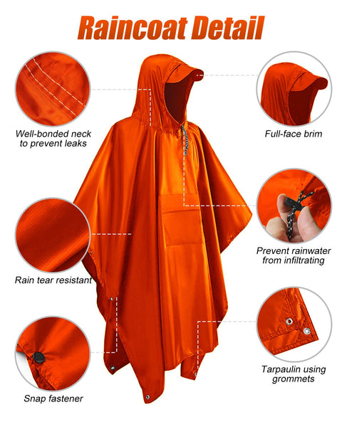 Victoper Waterproof Poncho Adult, Reusable Rain Poncho Adult Waterproof Poncho Waterproof Adult Lightweight Waterproof Raincoat for Outdoor Hiking Camping Cycling Traveling