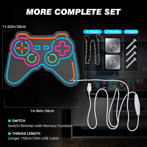 Eufrozy Dimmable Game Neon Sign, Acrylic Gaming LED Neon Light Sign, Bedroom Wall Decor Lights Powered by USB with Switch, for Kids, Boys, Gamers,