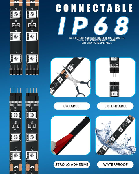 Motorbike Underglow 12V Led Strip Lights Neon Interior Car Lights Connectable Red Led Light Strips 12V for Cars Interior Lights Boat Marine Trucks 4Pack(60cm/24" Red)