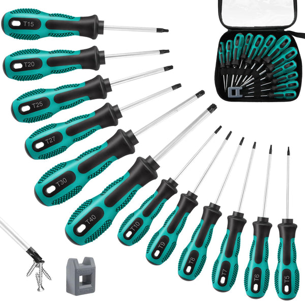 Screwdriver Set 10pcs, Magnetic Screwdriver Set 5pcs Phillips Screwdrivers and 5pcs Slotted/Flat Head Screwdrivers, Chrome Vanadium Steel Made