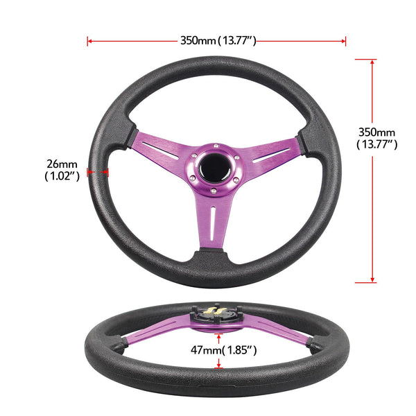 YEHICY Auto Racing Flat Steering Wheel with Purple Spokes 350mm 13.8”6 Bolts Grip Vinyl Leather Universal Simulation Game Steering Wheel For Logitech G29 G920 G923