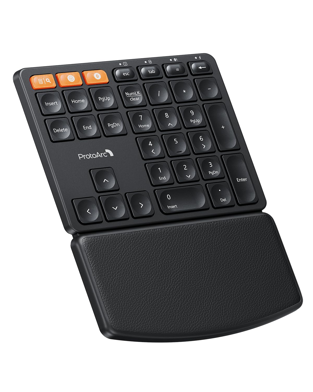 ProtoArc Wireless Numeric Keypad, EK04 N Ergonomic Bluetooth Number Pad with Wrist Rest, Connect up to 2 Devices, Rechargeable, for Windows, Mac OS