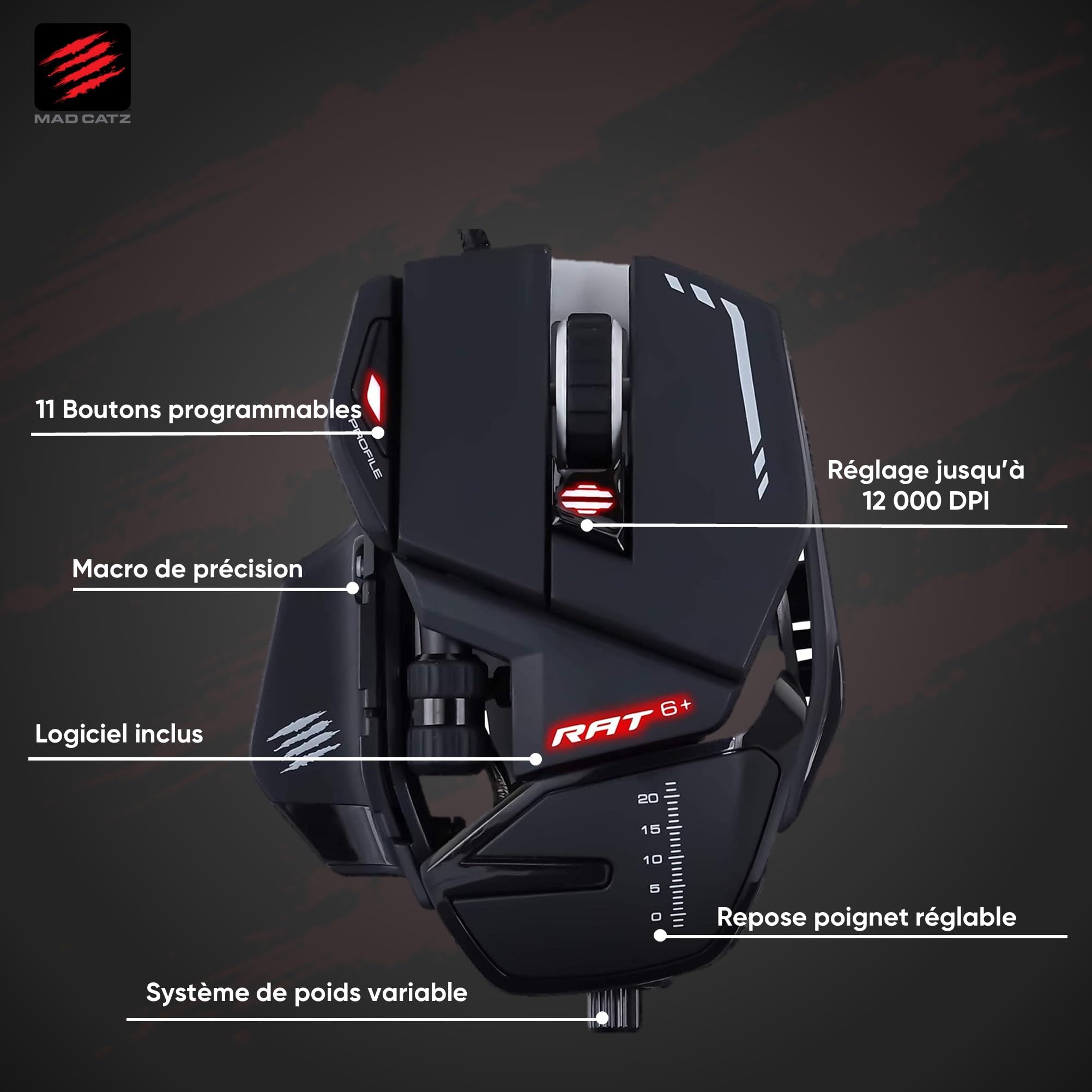 MAD CATZ R.A.T. 8+ Gaming Mouse (USB/Black/16000dpi/11 Buttons) - MR05DCINBL000-0