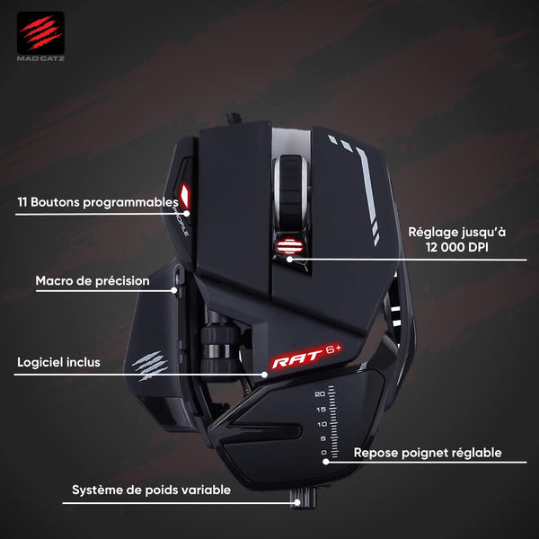 MAD CATZ R.A.T. 8+ Gaming Mouse (USB/Black/16000dpi/11 Buttons) - MR05DCINBL000-0
