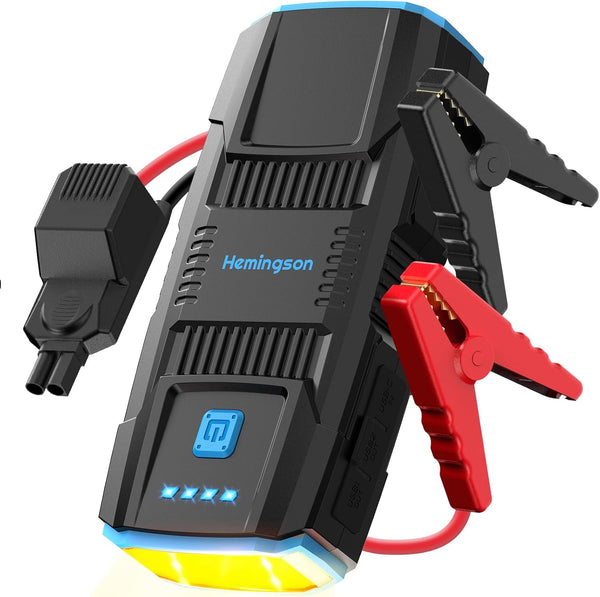 Jump Starter Portable Pack HEMINGSON 2000A Peak Battery Jump Starter Portable 12V Jump Box for Vehicles 7.0L Gas and 5.5L Diesel Engines with 4 Modes LED Lights and Jumper Cable