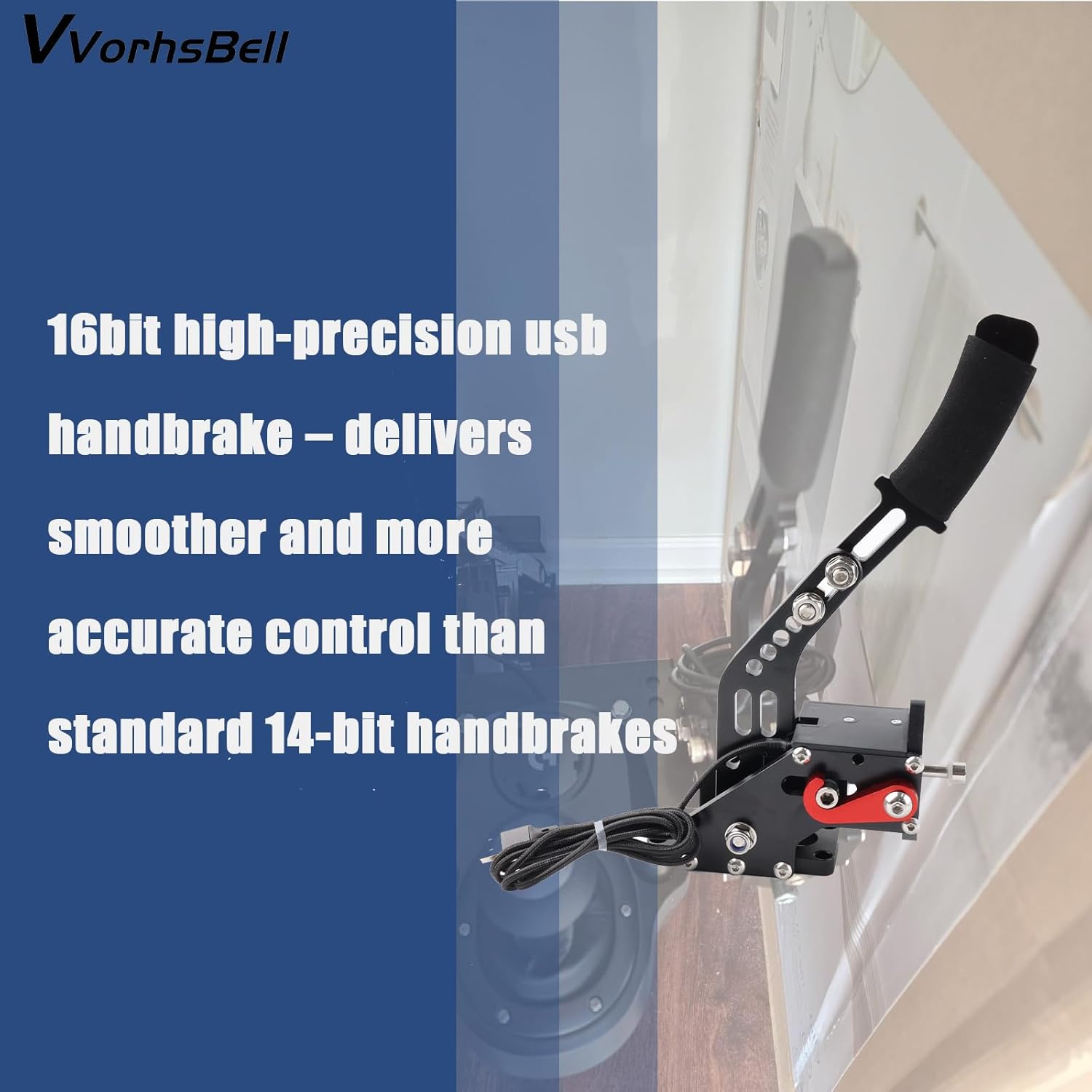 VVORHSBELL USB Handbrake 16 Bit SIM PC Racing Games Compatible with logitech G25 G27 G29 G920 G923 & Thrustmaster T300 T500 Adjustable Linear Handbrake For Simulator Games