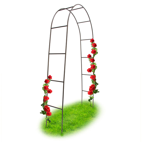Relaxdays Powder-Coated Steel Rose Arch, Garden Arbour or Trellis, Weather-Proof Support for Climbing Plants, Dark Brown