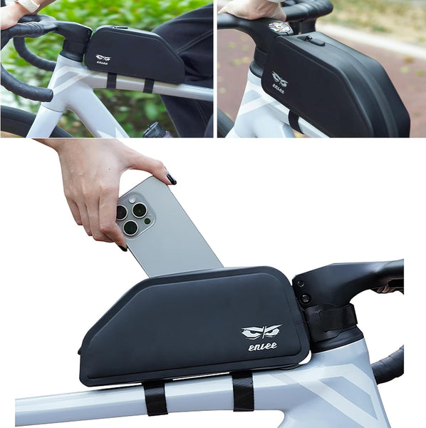 Bike Top Tube Bag - 1.5L Waterproof MTB Front Frame Bag fits Cycling Road Gravel Bikes E-Bike, Bicycle Crossbar Pouch for Phone Cash Tool