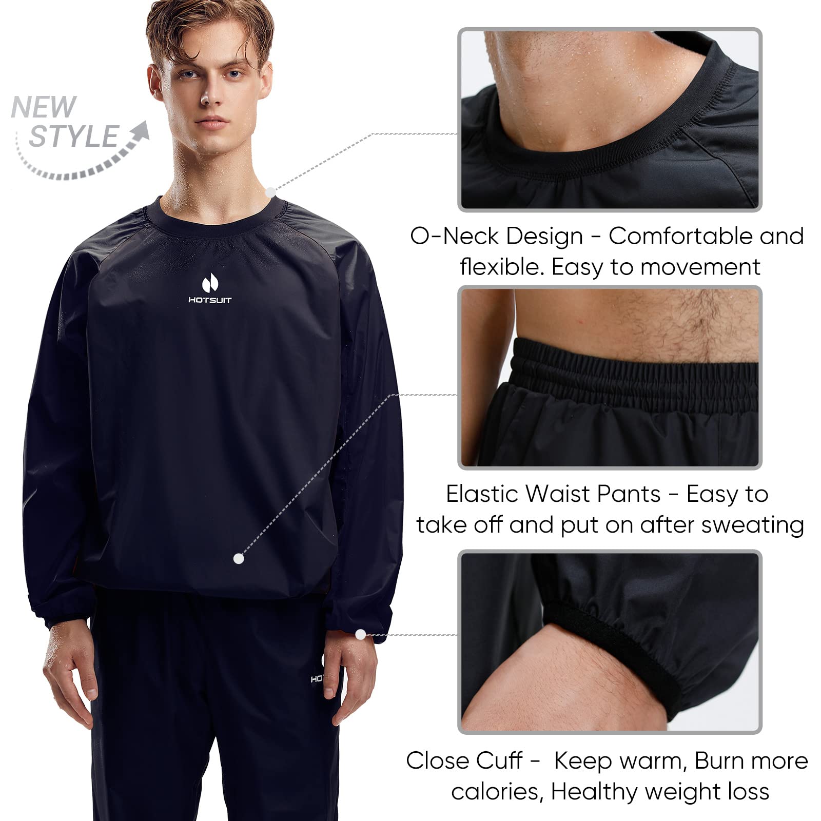 HOTSUIT Sauna Suit for Men, Anti Rip Sweat Suits for Slimming, Workout Jacket & Pants - Fabric Upgrade