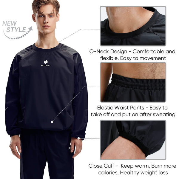 HOTSUIT Sauna Suit for Men, Anti Rip Sweat Suits for Slimming, Workout Jacket & Pants - Fabric Upgrade