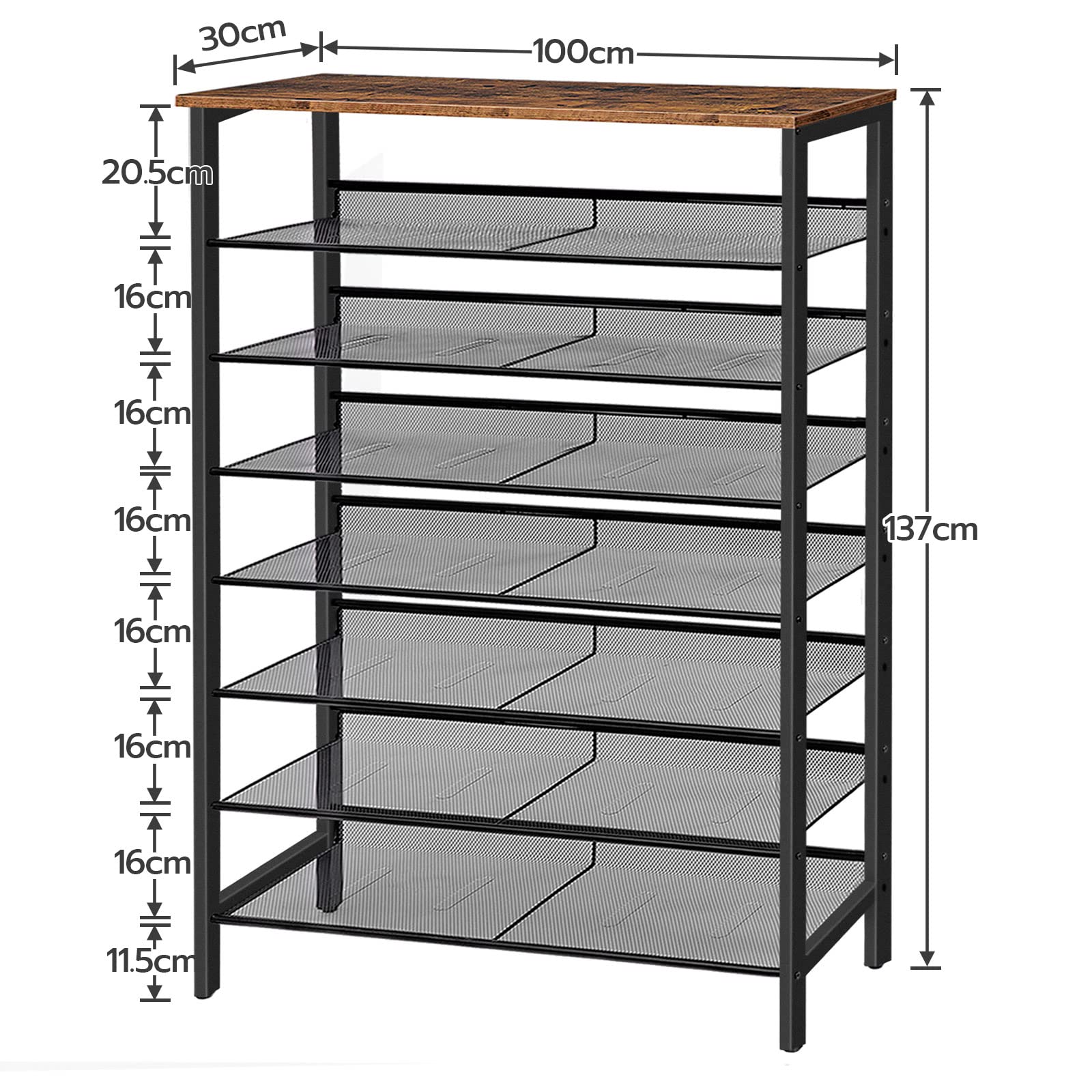 HOOBRO Tall Shoe Rack, Large Capacity Shoe Storage, Tall Shoe Shelf for 28-35 Pairs of Shoes, 100cm, Shoe Organizers Storage Unit with Flat or Slant
