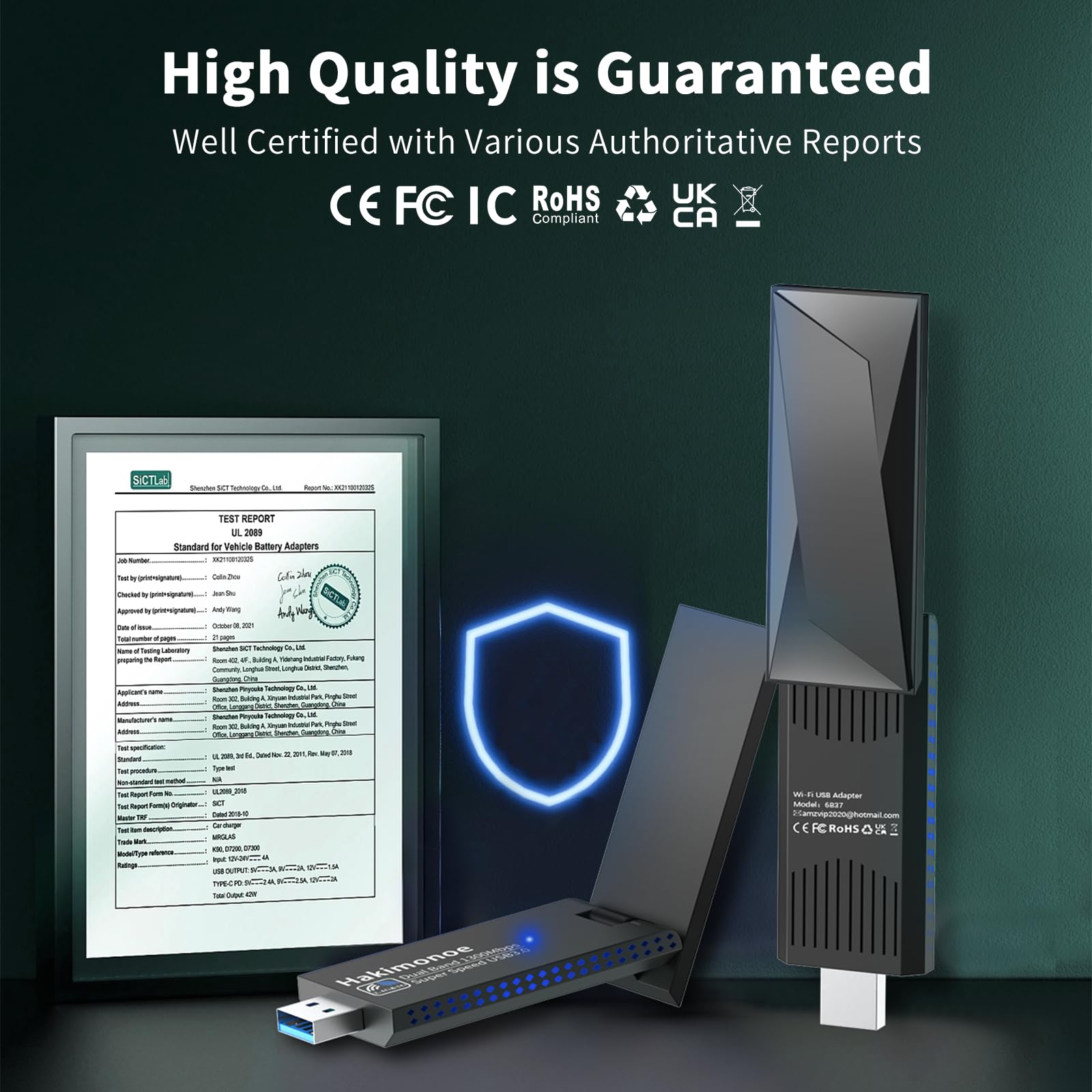 AC1300 USB 3.0 WiFi Adapter for PC, Super-Fast Wireless Network Card Dongle High Gain 5dBi Antenna Dual Band 2.4G/5GHz w/USB Driver for Win 11 10 8.1 8 7 Laptop Desktop, Plug n Play