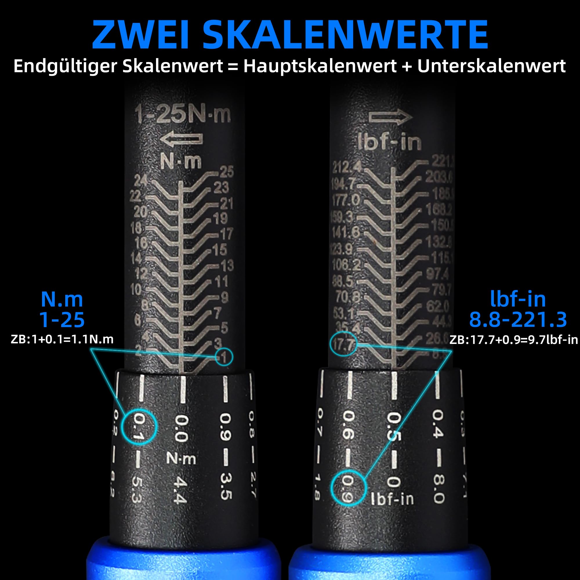 Torque Wrench 1/4 Bike Torque Wrench 1-25nm Torque Wrench Set 63ps with 100mm Extension bar and Socket