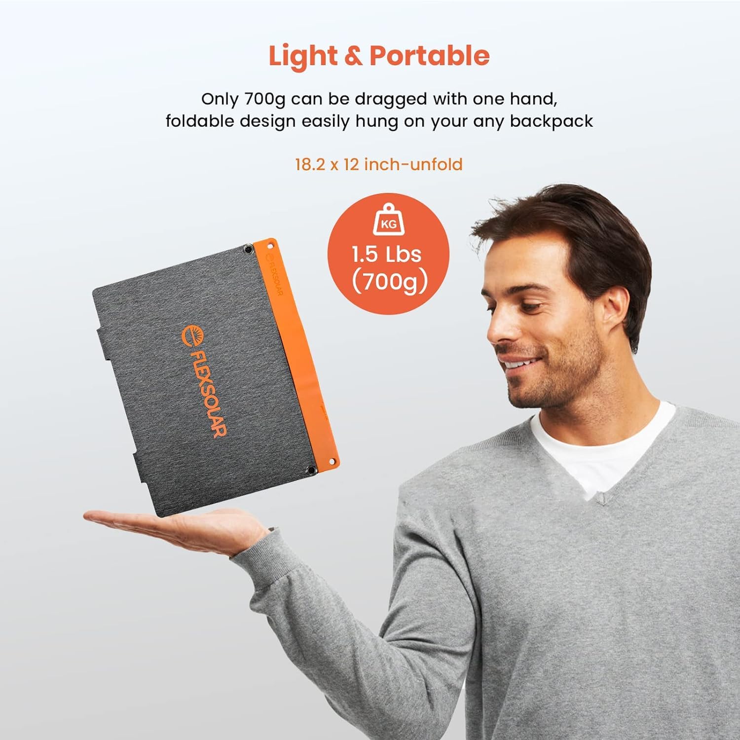 FlexSolar 20W Portable Solar Panel Charger for Camping, USB-A QC3.0 USB-C Waterproof Foldable Solar Panel for Mobile Phones Laptop Cellphones Power Bank Outdoor Hiking Fishing