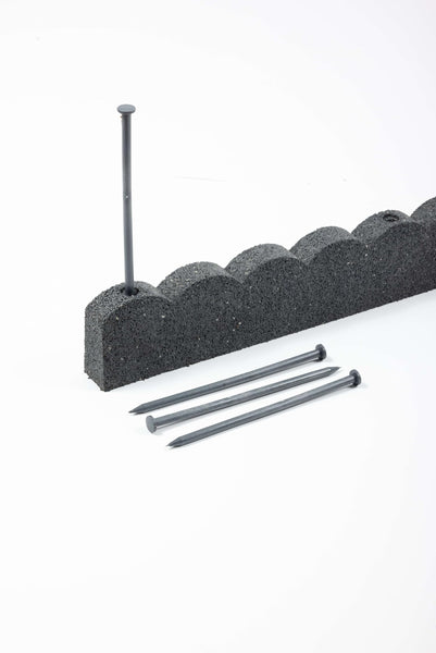 Flexi Curve Scalloped Garden Edging Rubber Landscape Scallop Lawn Border Edging Section 120cm (4ft), Grey, Pack of 4