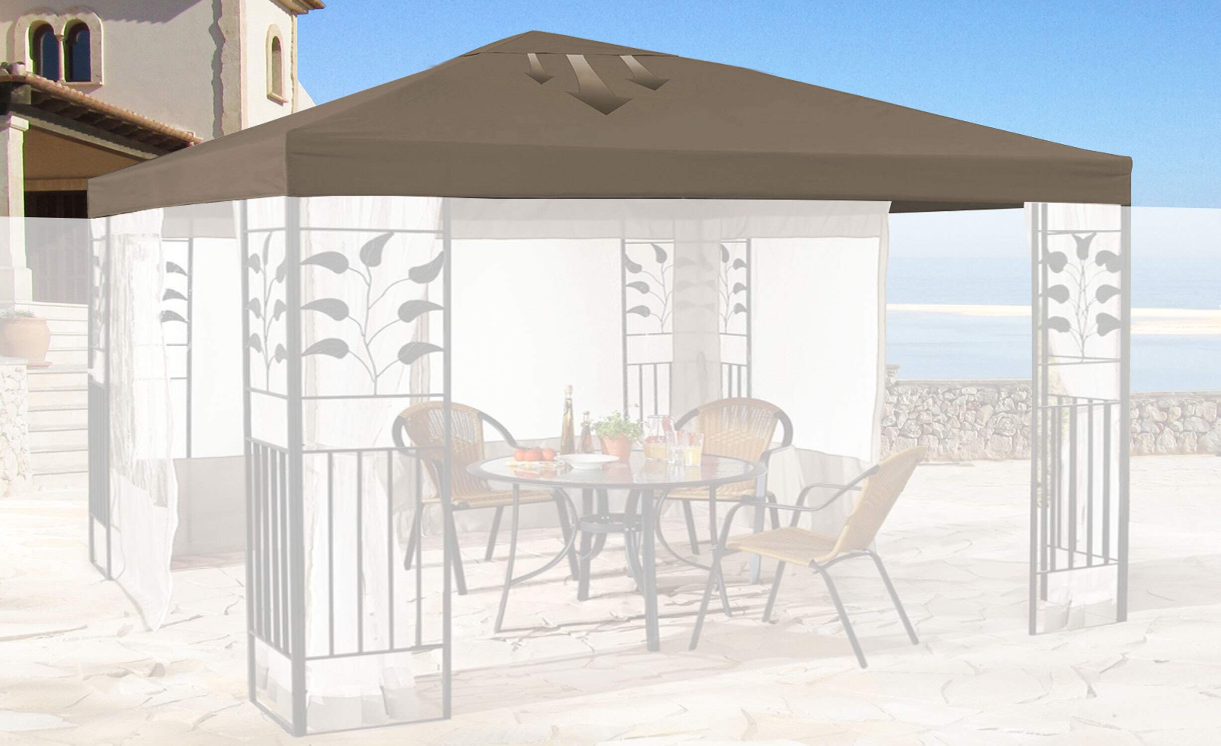 QUICK STAR Replacement Roof for Gazebo 3x3m Brown-Gray