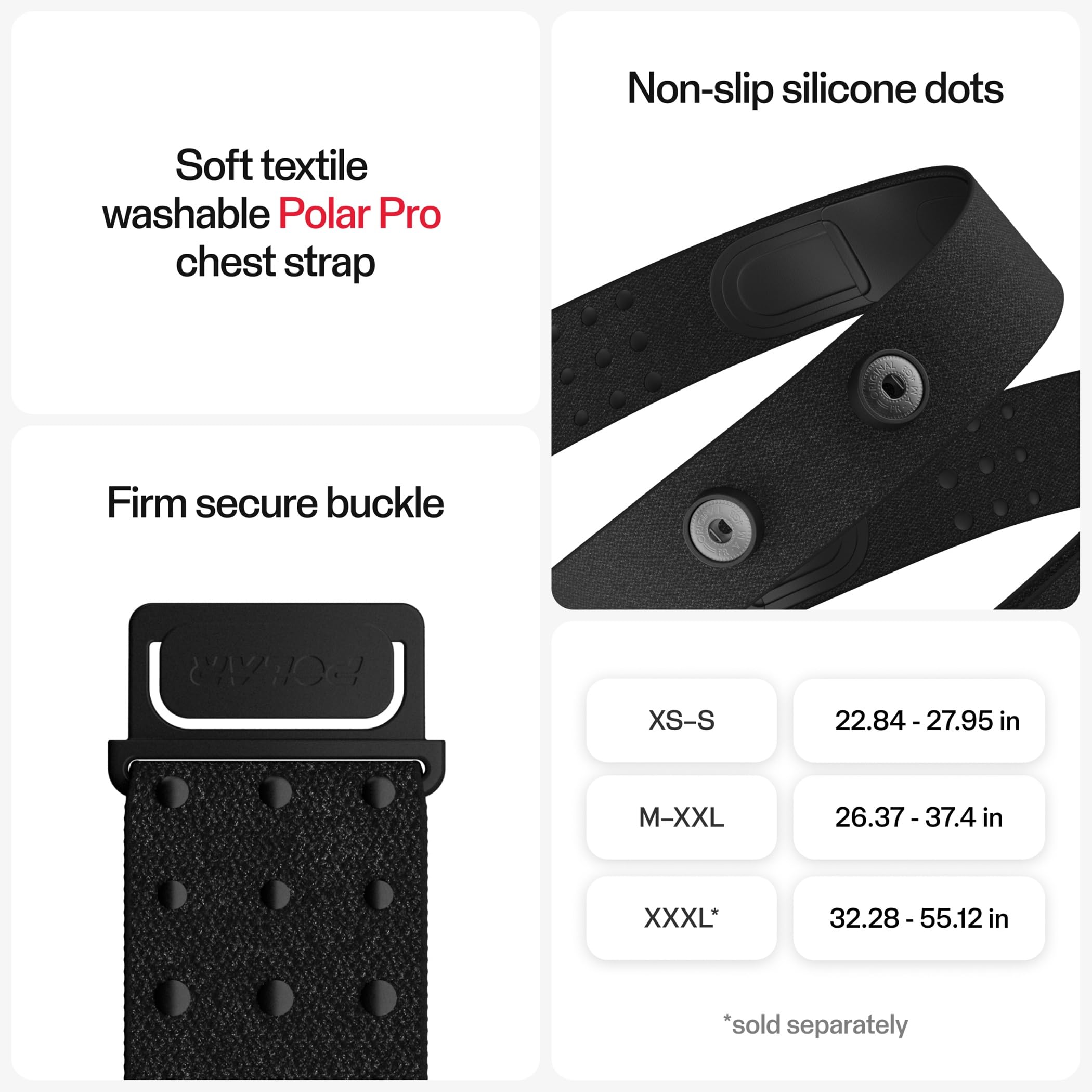 Polar H10 Heart Rate Monitor – ANT Plus, Bluetooth - Waterproof HR Sensor with Chest Strap - Built-in memory, Software updates