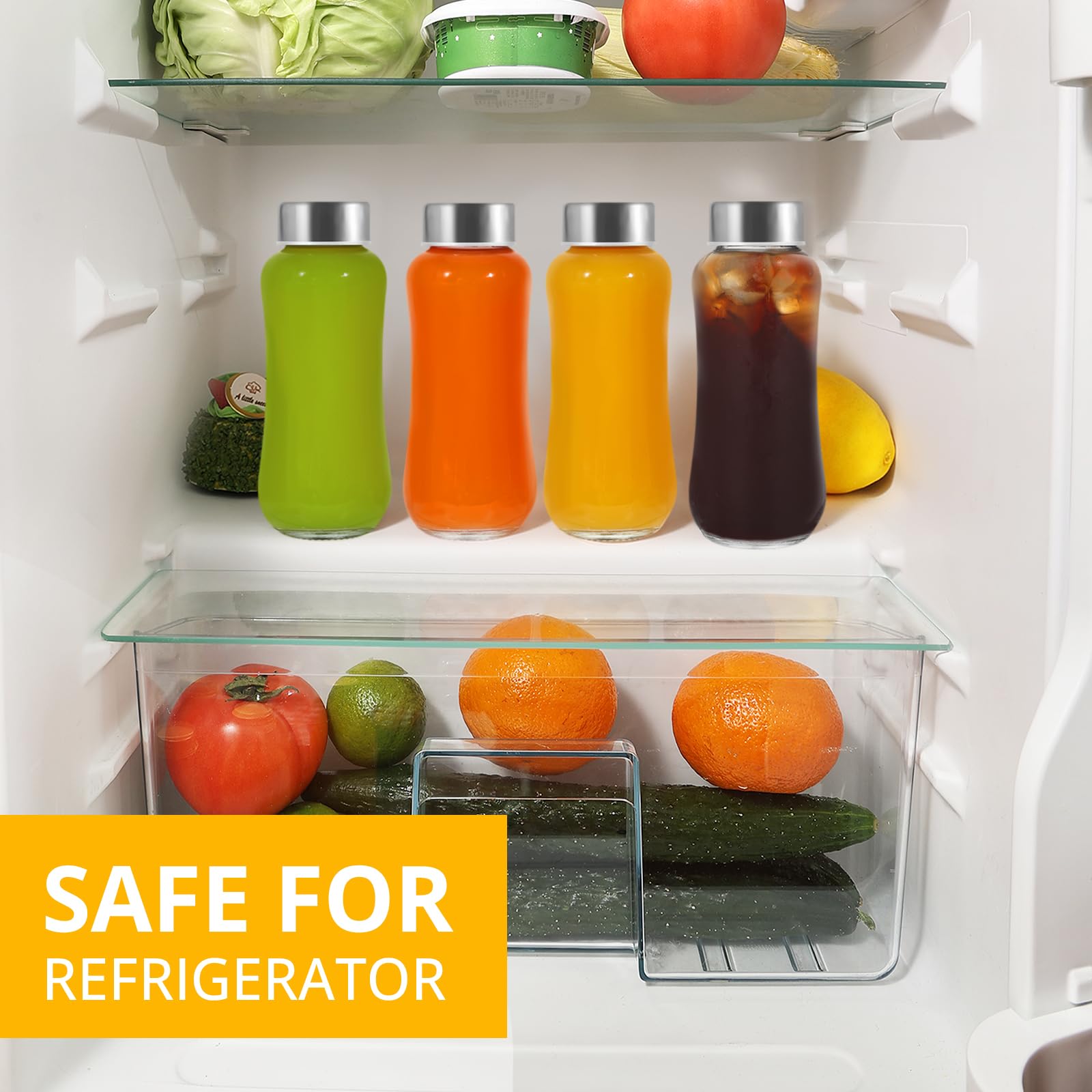 LIMILI Glass Bottles With Stainless Steel Lids, 300/350/750/1000ML Water Bottles, Leak Proof Reusable Drinking Bottles for Hot Cold Drinks, Work, Gym, Home