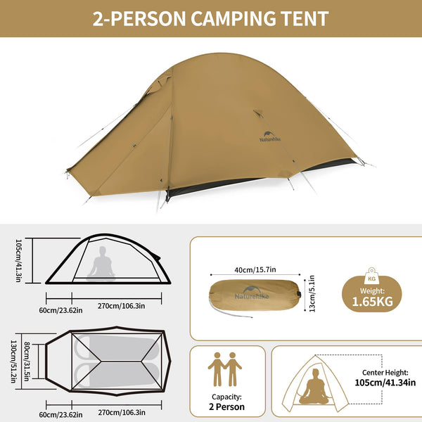 Naturehike Cloud up 2 Camping Tent 2 Man Backpacking Tent 3-4 Season Wild Country Tent Lightweight Dome Tent