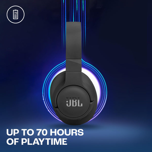 JBL Tune 770 NC Wireless Over-Ear Bluetooth Headphones with Adaptive Noise-Cancelling Technology and 70-Hour Battery Life, Blue