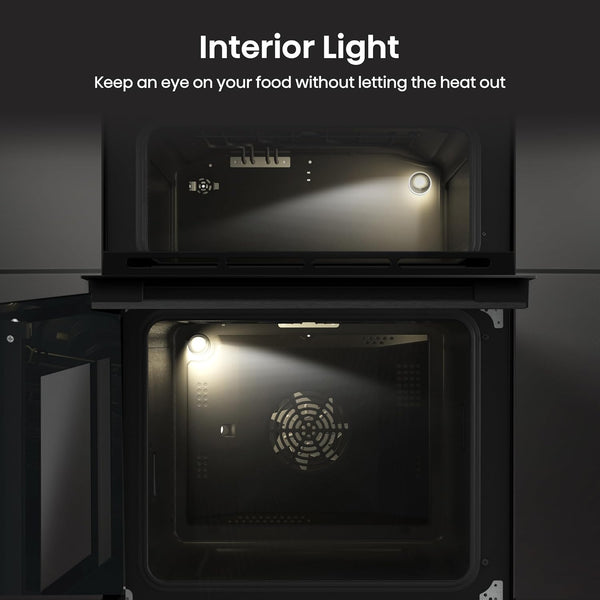 Hisense HDUKC60B 60cm Electric Cooker with Ceramic Hob-Black, A Rated Double Oven 50L/80L [Energy Class A]