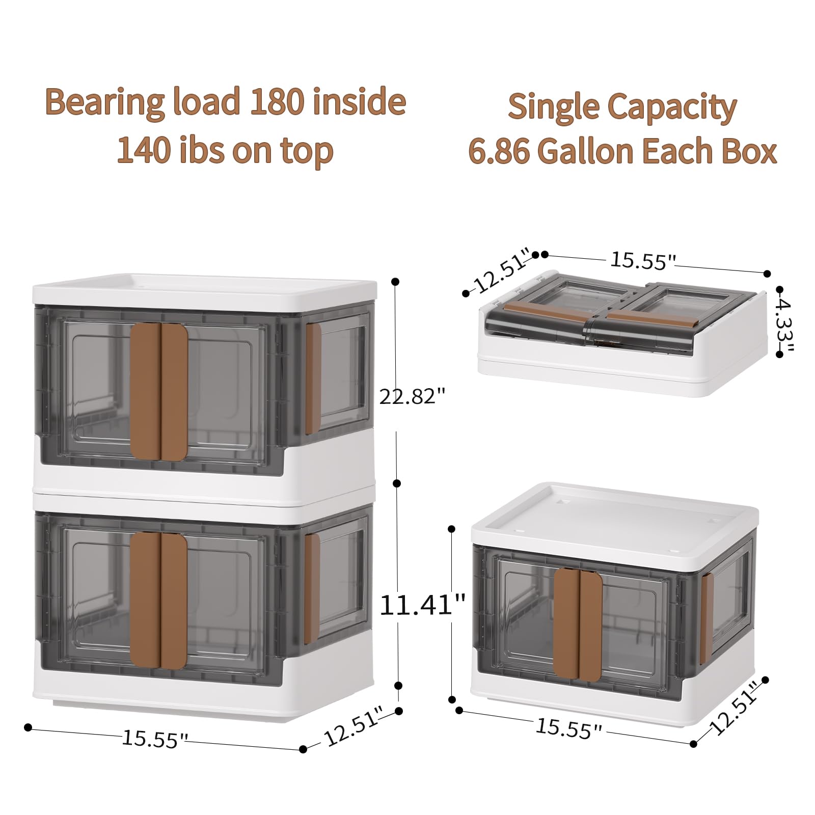 HAIXIN Collapsible Storage Boxes with Lids - 72L Stackable Storage Bins with Four Opening Door, Plastic Closet Organiser, Storage Container with