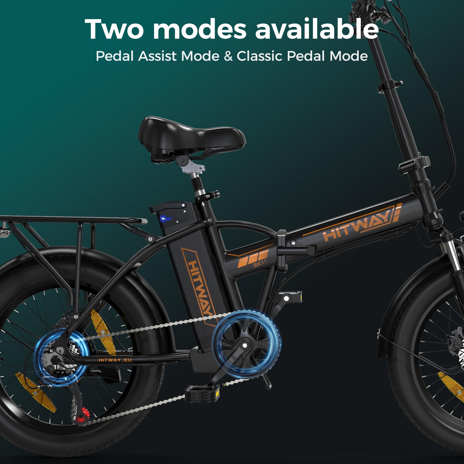 HITWAY Electric Bike for Adults, 20"*3.0 Fat Tire E-Bike 250W Electric Bicycle, Folding Electric Bike, 36V/12Ah Removable Battery, Range 35-90KM, 7-Speed Mountain E Bike for Men Women
