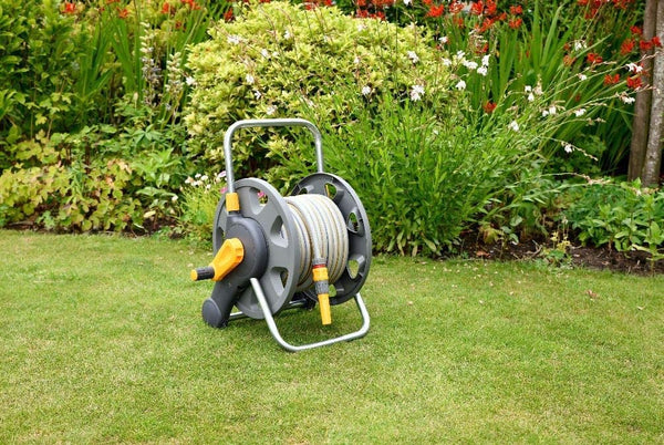 HOZELOCK - Hose Reel 60m 2-in-1 (Reel and Wall Fixings Only) : Free-standing or Wall-mounted, Reel With Lightweight, Robust Main Body for Durability