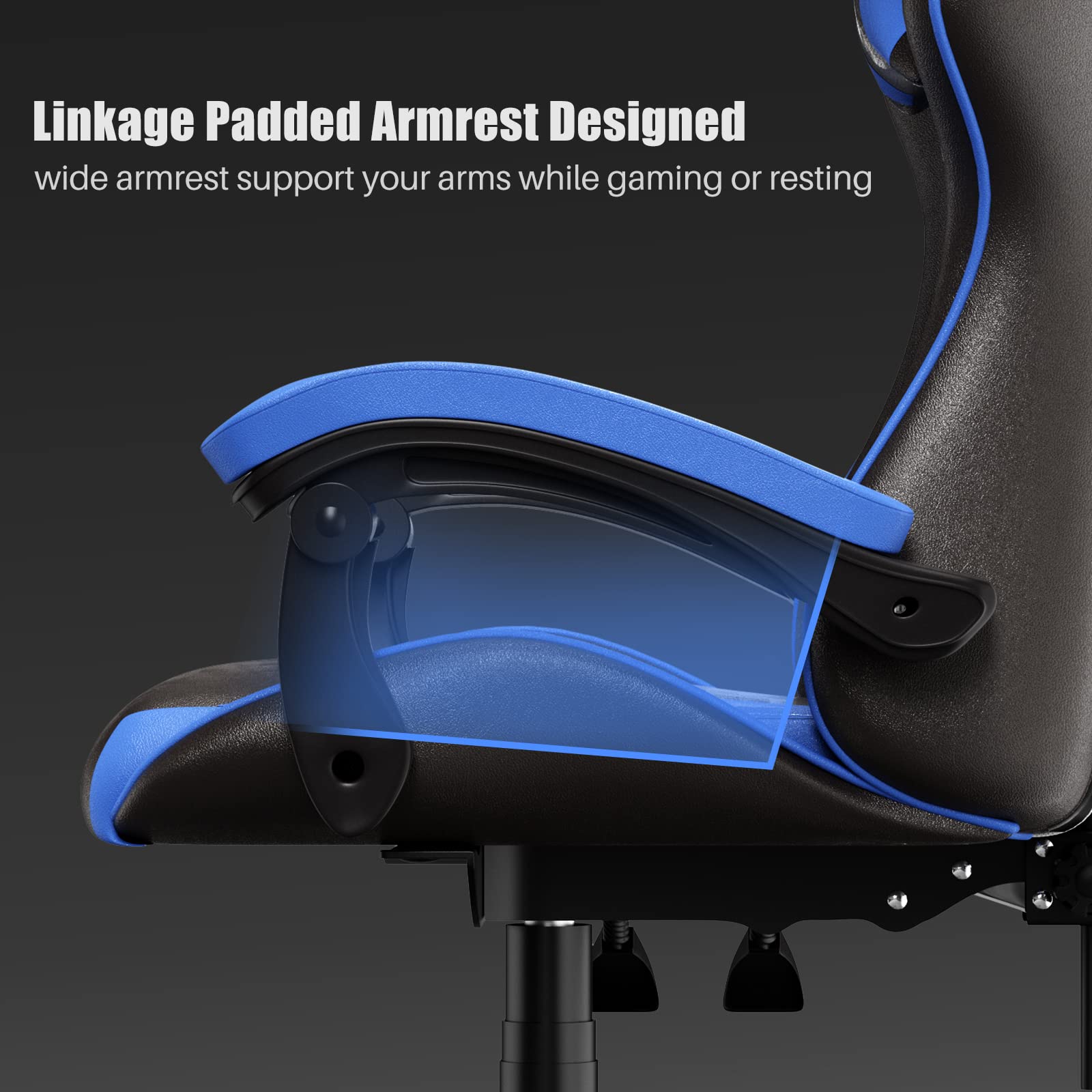 bigzzia Ergonomic Gaming Chair - Gamer Chairs with Lumbar Cushion + Headrest, Height-Adjustable Office & Computer Chair for Adults (without footrest, White)