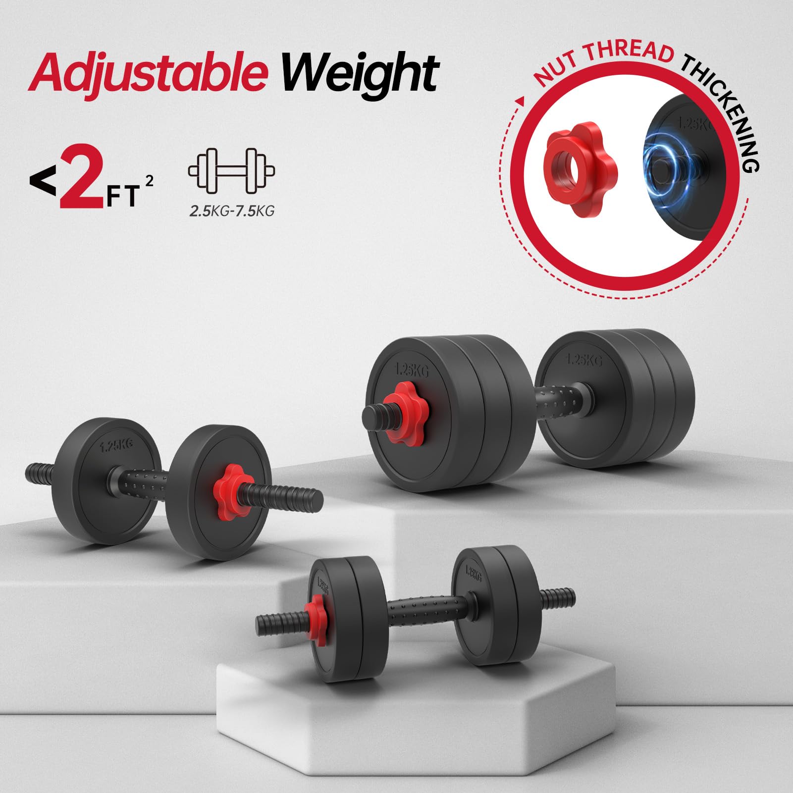 JOROTO 4 in 1 Dumbbells Sets, Adjustable Kettlebell Weights Dumbells Set Barbell with Connector 1.25/2.5/5/10KG Dumb Bells Set for Men Women Push up